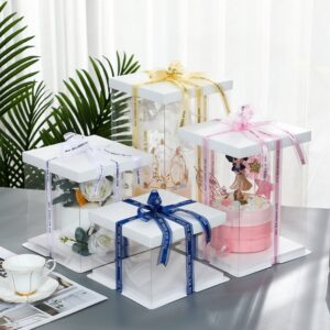 Birthday Cake Boxes Square Cake Box with White Lid and Clear Side Panels